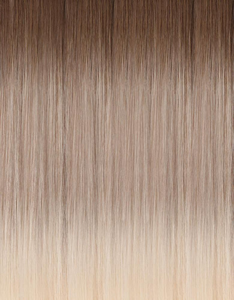 BELLAMI Professional Hand-Tied Weft 22" 80g Cool Mochachino Brown/White Blonde #1CC/#80 Balayage Hair Extensions